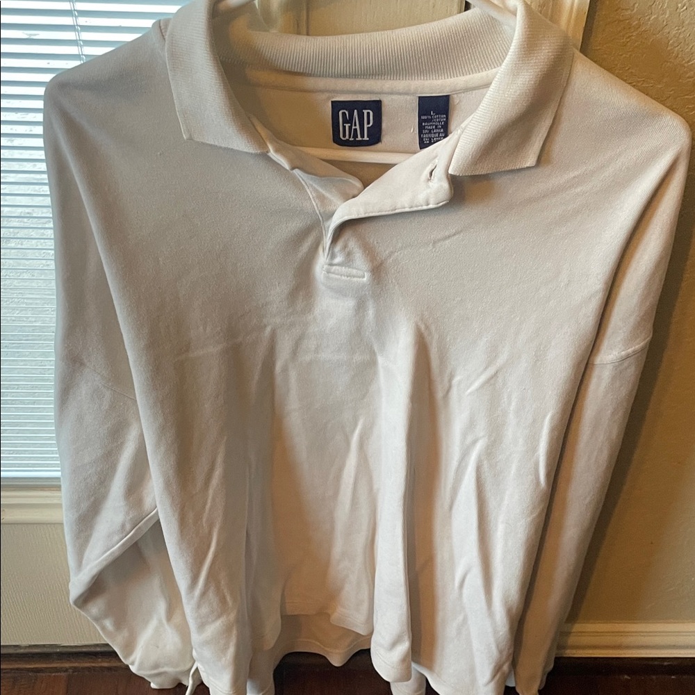 GAP Men's Classic White Polo Shirt Size Large